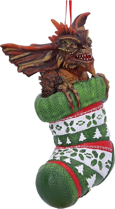 Nemesis Now Gremlins Mohawk in Stocking - Adorno Decorativo para Colgar (12 cm), Color Verde