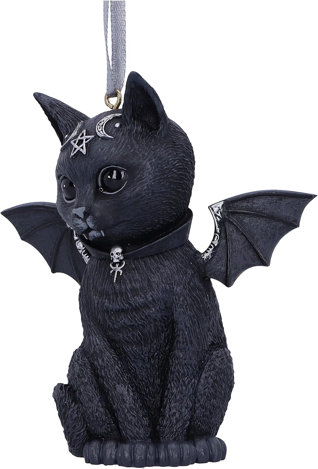 Nemesis Now Cult Cuties Malpuss Hanging Ornament 9.2cm, Resin, Black, Malpuss Winged Occult Cat Hanging Ornament, Bat Cat, Cast in the Finest Resin, Carefully Hand-Painted