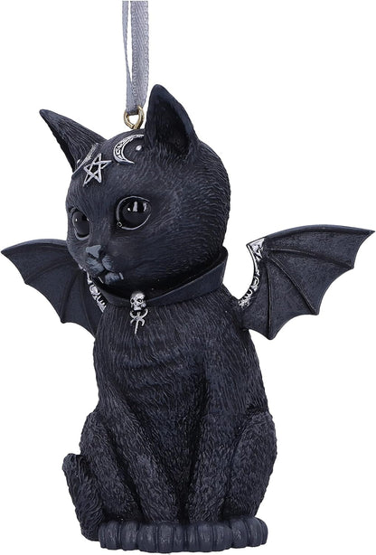Nemesis Now Cult Cuties Malpuss Hanging Ornament 9.2cm, Resin, Black, Malpuss Winged Occult Cat Hanging Ornament, Bat Cat, Cast in the Finest Resin, Carefully Hand-Painted