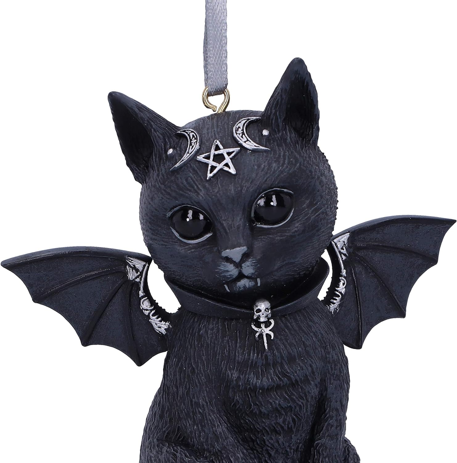 Nemesis Now Cult Cuties Malpuss Hanging Ornament 9.2cm, Resin, Black, Malpuss Winged Occult Cat Hanging Ornament, Bat Cat, Cast in the Finest Resin, Carefully Hand-Painted