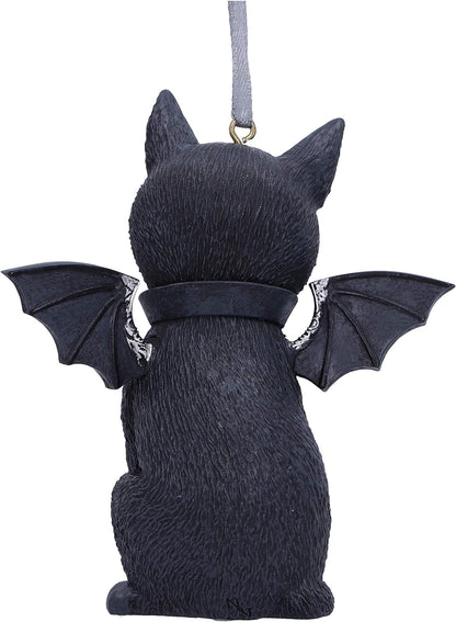 Nemesis Now Cult Cuties Malpuss Hanging Ornament 9.2cm, Resin, Black, Malpuss Winged Occult Cat Hanging Ornament, Bat Cat, Cast in the Finest Resin, Carefully Hand-Painted