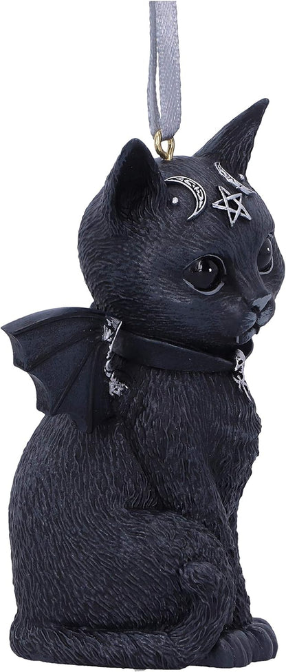 Nemesis Now Cult Cuties Malpuss Hanging Ornament 9.2cm, Resin, Black, Malpuss Winged Occult Cat Hanging Ornament, Bat Cat, Cast in the Finest Resin, Carefully Hand-Painted