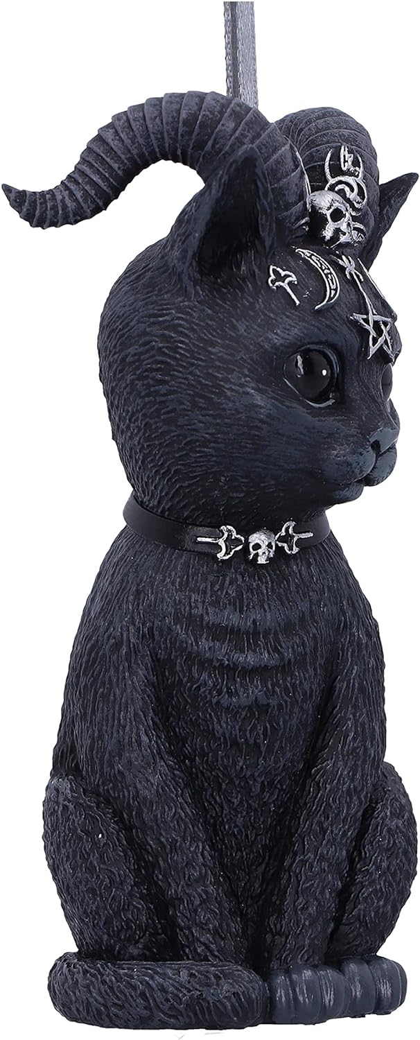 Nemesis Now Cult Cuties Pawzuph Hanging Ornament 10cm, Resin, Black, Scarily Adorable Horned Cat Hanging Ornament, Horned Cat, Cast in the Finest Resin, Expertly Hand-Painted