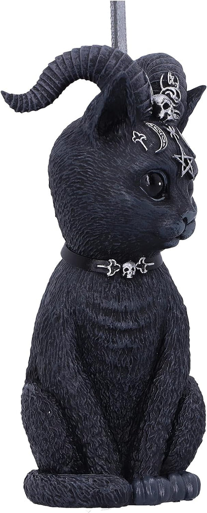 Nemesis Now Cult Cuties Pawzuph Hanging Ornament 10cm, Resin, Black, Scarily Adorable Horned Cat Hanging Ornament, Horned Cat, Cast in the Finest Resin, Expertly Hand-Painted