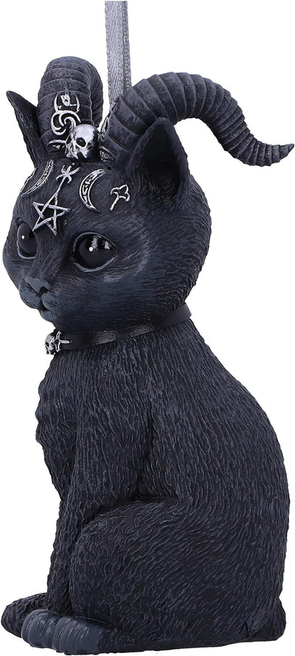 Nemesis Now Cult Cuties Pawzuph Hanging Ornament 10cm, Resin, Black, Scarily Adorable Horned Cat Hanging Ornament, Horned Cat, Cast in the Finest Resin, Expertly Hand-Painted
