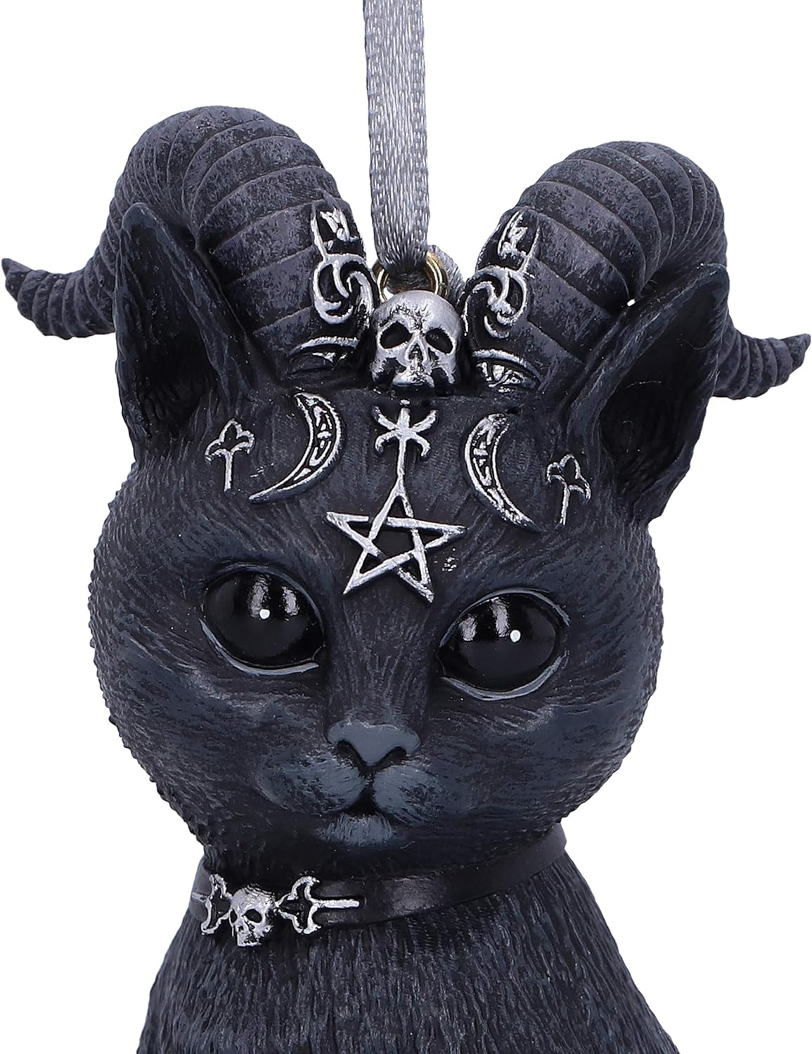 Nemesis Now Cult Cuties Pawzuph Hanging Ornament 10cm, Resin, Black, Scarily Adorable Horned Cat Hanging Ornament, Horned Cat, Cast in the Finest Resin, Expertly Hand-Painted