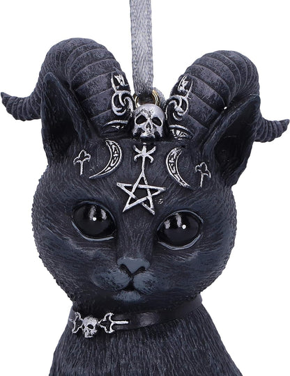 Nemesis Now Cult Cuties Pawzuph Hanging Ornament 10cm, Resin, Black, Scarily Adorable Horned Cat Hanging Ornament, Horned Cat, Cast in the Finest Resin, Expertly Hand-Painted