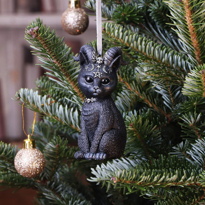 Nemesis Now Cult Cuties Pawzuph Hanging Ornament 10cm, Resin, Black, Scarily Adorable Horned Cat Hanging Ornament, Horned Cat, Cast in the Finest Resin, Expertly Hand-Painted