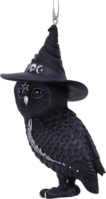 Nemesis Now Cult Cuties Owlocen Hanging Ornament 12cm, Resin, Black, Scarily Adorable Bewitching Cat Hanging Ornament, Witch Owl Hanging Ornament, Cast in the Finest Resin, Lovingly Hand-Painted
