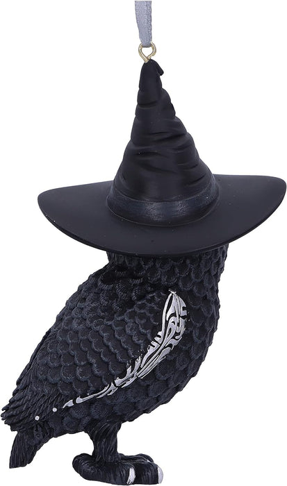 Nemesis Now Cult Cuties Owlocen Hanging Ornament 12cm, Resin, Black, Scarily Adorable Bewitching Cat Hanging Ornament, Witch Owl Hanging Ornament, Cast in the Finest Resin, Lovingly Hand-Painted