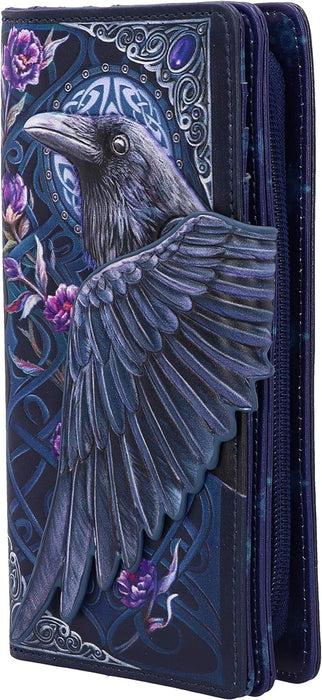 Nemesis Now Ravens Flight Black Wing Floral Embossed Purse Wallet, Polyurethane