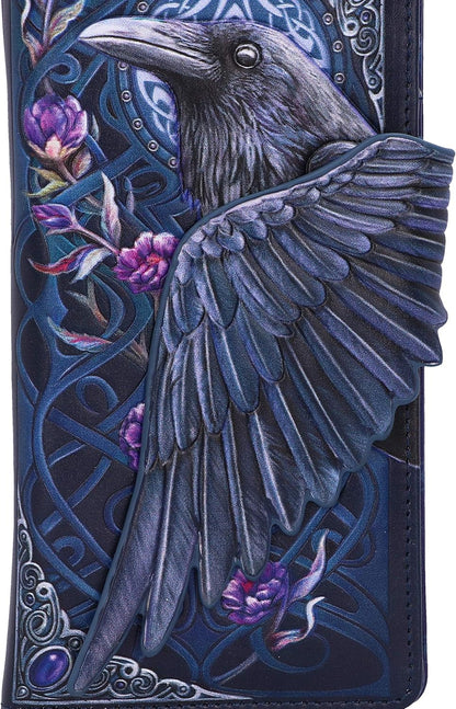 Nemesis Now Ravens Flight Black Wing Floral Embossed Purse Wallet, Polyurethane