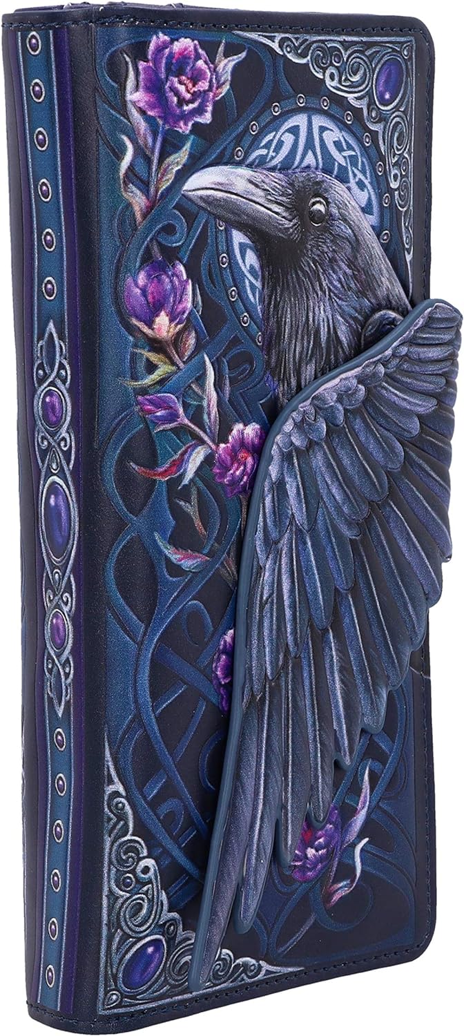Nemesis Now Ravens Flight Black Wing Floral Embossed Purse Wallet, Polyurethane
