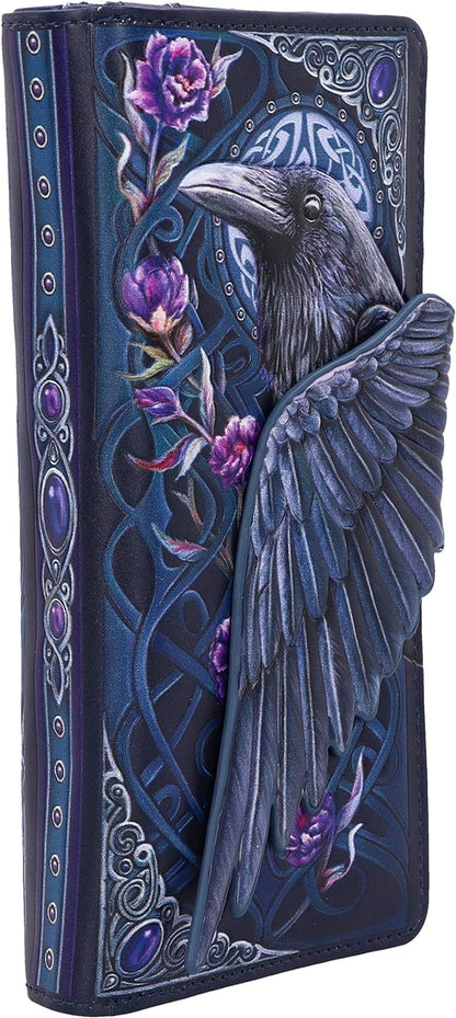 Nemesis Now Ravens Flight Black Wing Floral Embossed Purse Wallet, Polyurethane