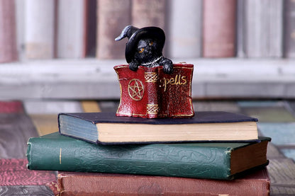 Nemesis Now Kitty's Grimoire Cat Spell Book Figurine 8.2cm, Resin, Red, Witch's Familiar Figurine, Perfect Addition to Any Witchcraft Collection, Cast in the Finest Resin, Expertly Hand-Painted