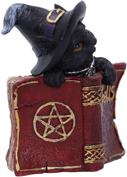 Nemesis Now Kitty's Grimoire Cat Spell Book Figurine 8.2cm, Resin, Red, Witch's Familiar Figurine, Perfect Addition to Any Witchcraft Collection, Cast in the Finest Resin, Expertly Hand-Painted