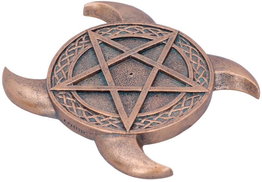 Bronze Triple Moon Pentacle Incense Burner 15.5Cm