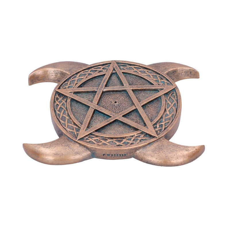 Bronze Triple Moon Pentacle Incense Burner 15.5Cm