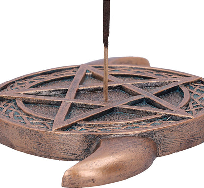 Bronze Triple Moon Pentacle Incense Burner 15.5Cm