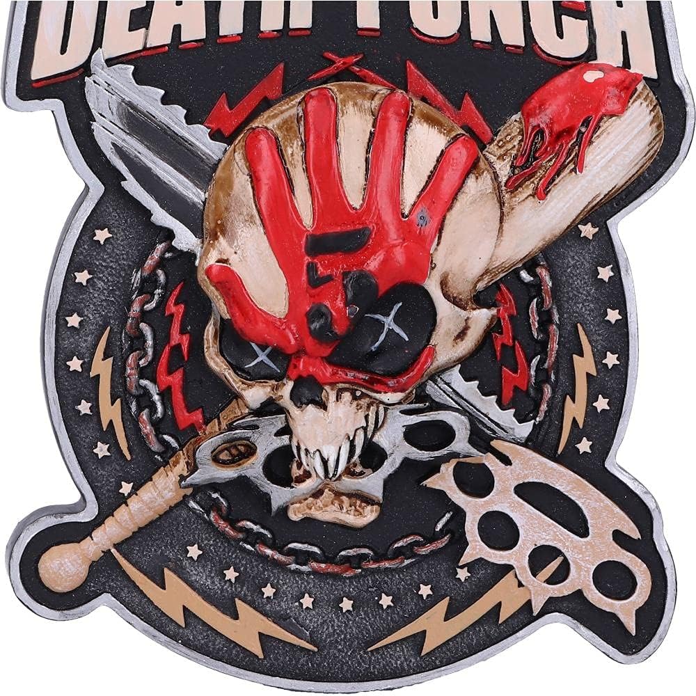 Nemesis Now Five Finger Death Punch - Decoración navideña Colgante de Resina de 9,5 cm, Color Rojo, con Licencia Oficial de Cinco Dedos, decoración de Navidad, Fundido en Resina, Pintado a Mano por