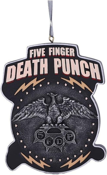 Nemesis Now Five Finger Death Punch - Decoración navideña Colgante de Resina de 9,5 cm, Color Rojo, con Licencia Oficial de Cinco Dedos, decoración de Navidad, Fundido en Resina, Pintado a Mano por