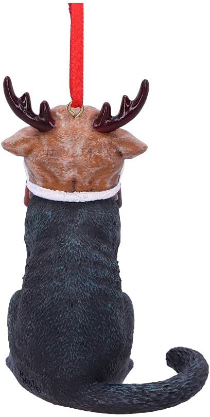 Nemesis Now Reindeer Cat Hanging Ornament (LP) 9cm, Black, Christmas