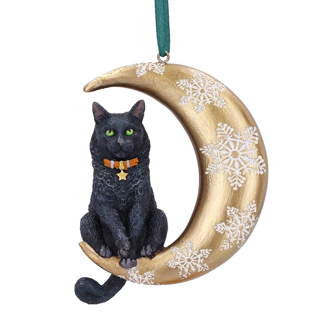 Nemesis Now Lisa Parker Moon Black Cat Hanging Ornament Decoration 9cm, Resin, Lisa Parker Hanging Ornament, Black Cat Giftware, Cast in the Finest Resin, Expertly Hand-Painted