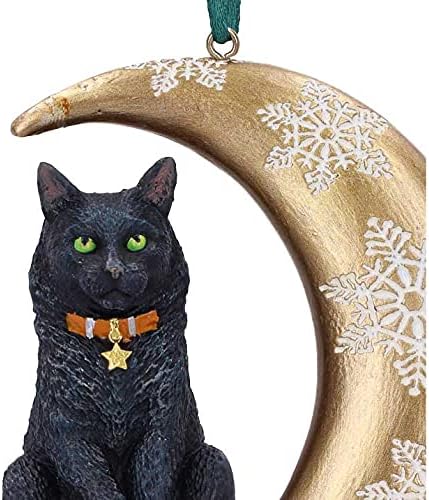 Nemesis Now Lisa Parker Moon Black Cat Hanging Ornament Decoration 9cm, Resin, Lisa Parker Hanging Ornament, Black Cat Giftware, Cast in the Finest Resin, Expertly Hand-Painted