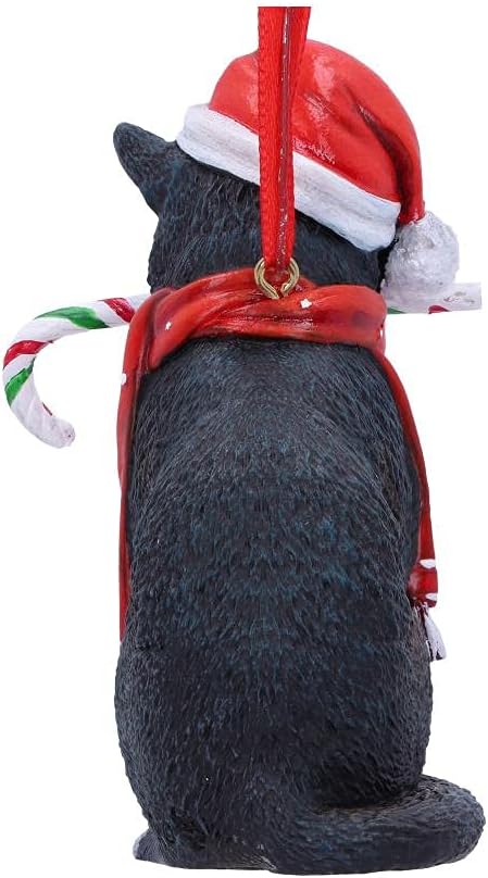 Nemesis Now Candy Cane Cat Hanging Ornament (LP) 9cm, Red, Christmas