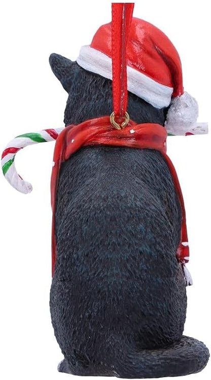 Nemesis Now Candy Cane Cat Hanging Ornament (LP) 9cm, Red, Christmas