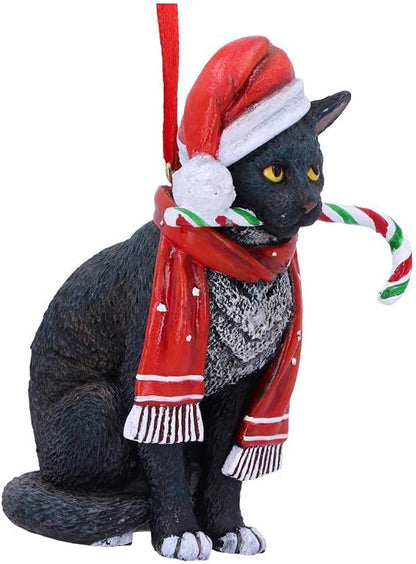 Nemesis Now Candy Cane Cat Hanging Ornament (LP) 9cm, Red, Christmas