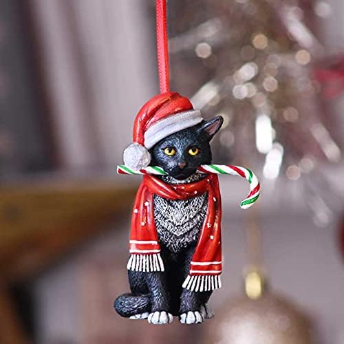 Nemesis Now Candy Cane Cat Hanging Ornament (LP) 9cm, Red, Christmas