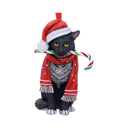 Nemesis Now Candy Cane Cat Hanging Ornament (LP) 9cm, Red, Christmas