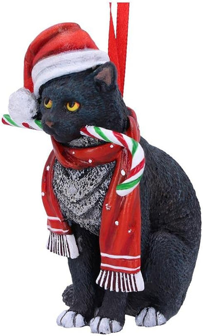 Nemesis Now Candy Cane Cat Hanging Ornament (LP) 9cm, Red, Christmas
