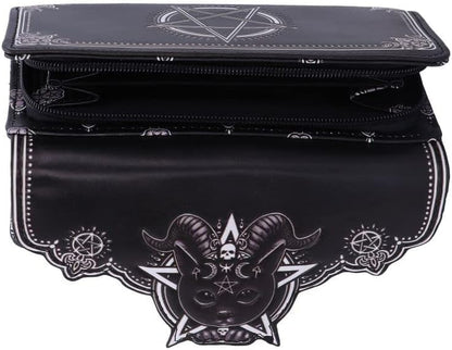 Nemesis Now Pawzuph Embossed Purse 18.5cm, PU Leather, Black, Horned Cat Purse, Stylish and Practical, Multiple Slots for Cash and Cards