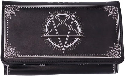 Nemesis Now Pawzuph Embossed Purse 18.5cm, PU Leather, Black, Horned Cat Purse, Stylish and Practical, Multiple Slots for Cash and Cards