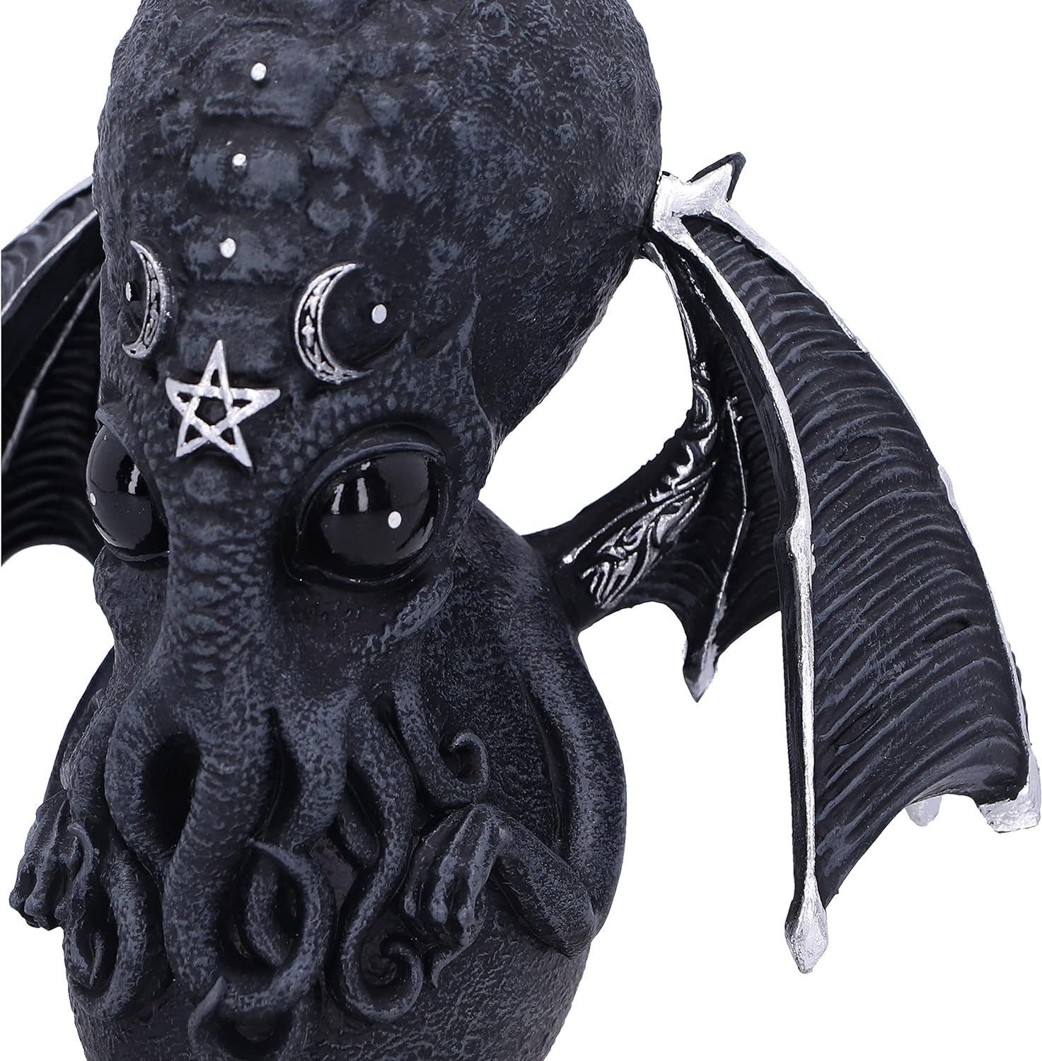 Nemesis Now Cult Cuties Culthulhu - Figura de 10,3 cm, Resina, Negra, Adorable Figura de Gato Alado, Detalles Plateados, fundida en la Mejor Resina, Pintada a Mano con Amor