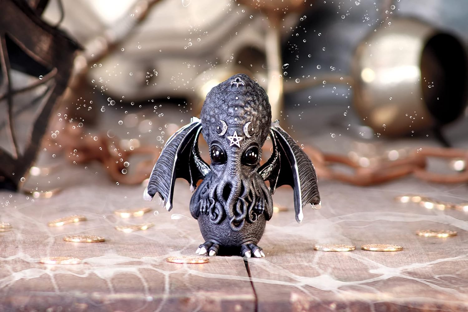 Nemesis Now Cult Cuties Culthulhu - Figura de 10,3 cm, Resina, Negra, Adorable Figura de Gato Alado, Detalles Plateados, fundida en la Mejor Resina, Pintada a Mano con Amor