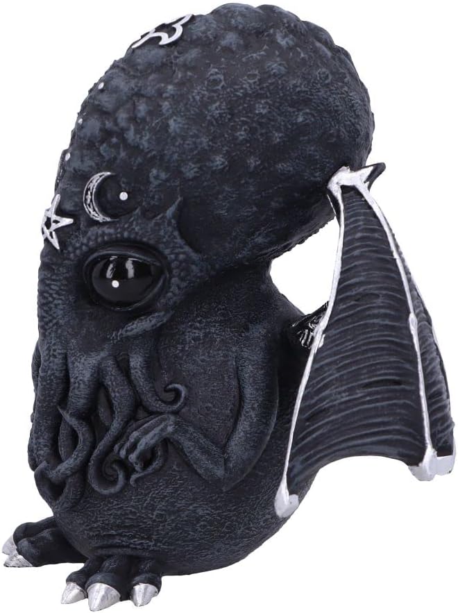 Nemesis Now Cult Cuties Culthulhu - Figura de 10,3 cm, Resina, Negra, Adorable Figura de Gato Alado, Detalles Plateados, fundida en la Mejor Resina, Pintada a Mano con Amor