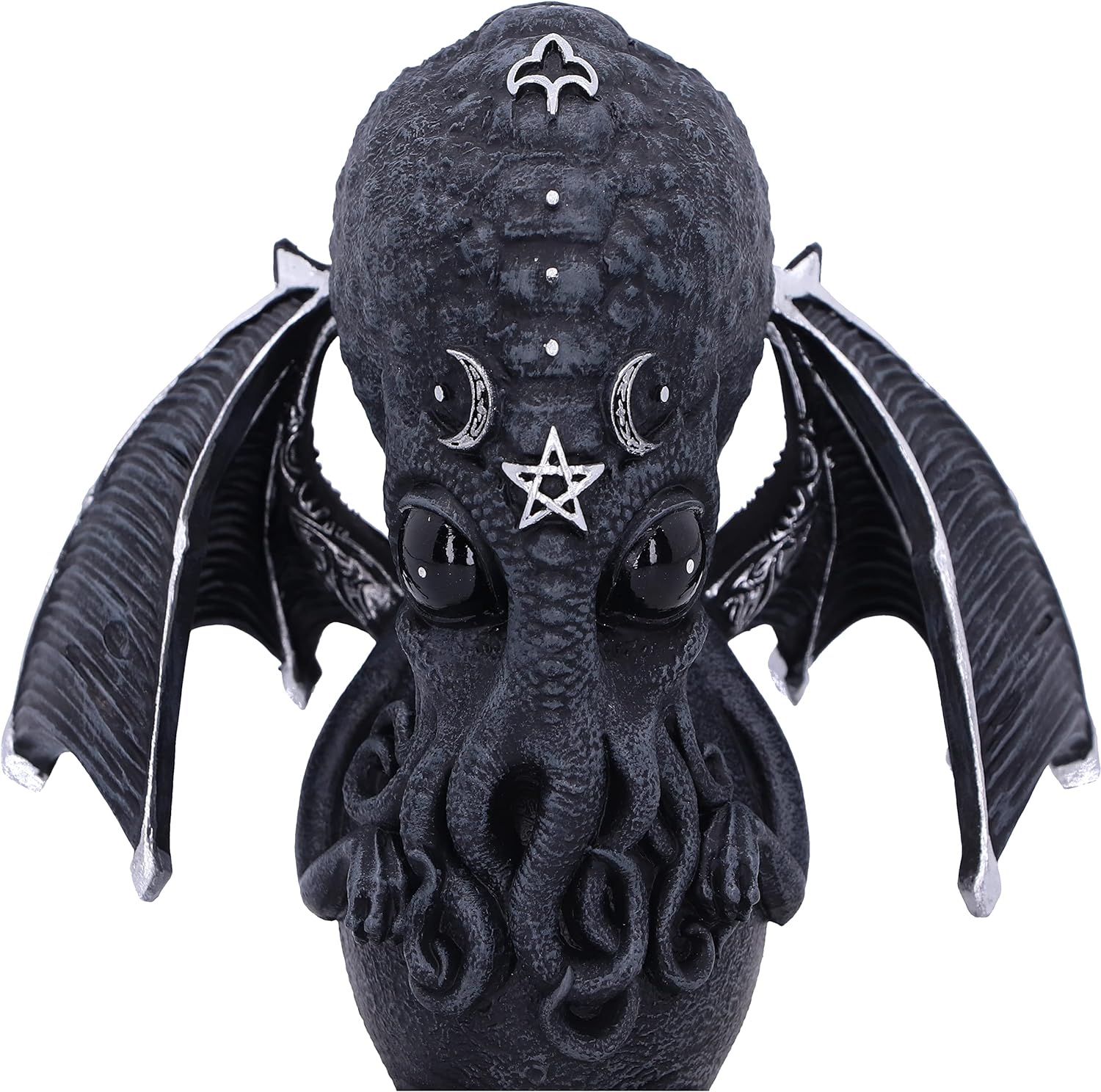 Nemesis Now Cult Cuties Culthulhu - Figura de 10,3 cm, Resina, Negra, Adorable Figura de Gato Alado, Detalles Plateados, fundida en la Mejor Resina, Pintada a Mano con Amor