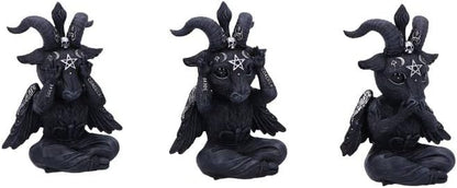 Nemesis Now Cult Cuties Three Wise Baphoboo 13.4cm, Resin, Black, Three Wise Baphoboo Figures, Baby Baphomet Figurines, Baphomet Collectibles, Cast in the Finest Resin, Expertly Hand-Painted