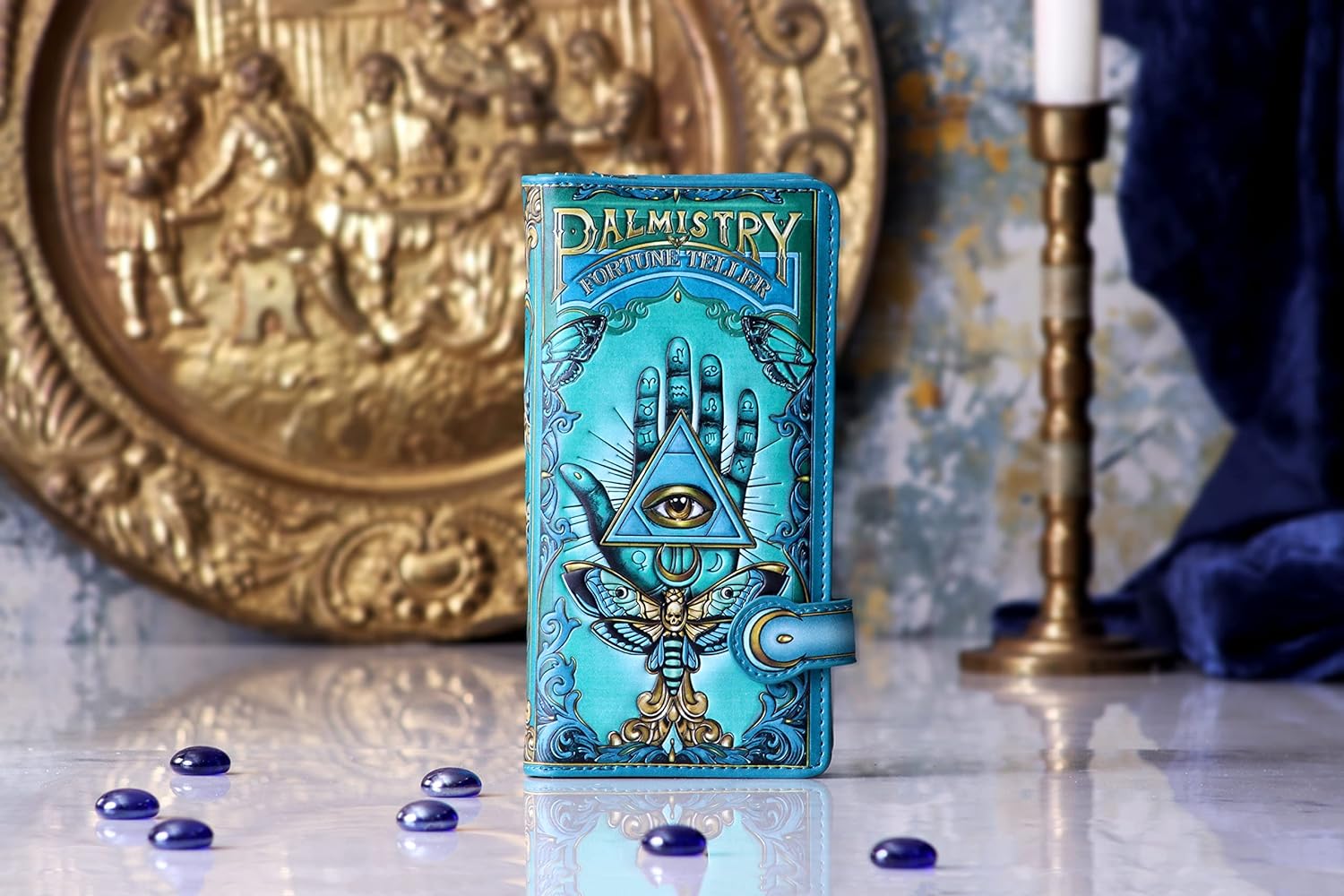 Nemesis Now Palmistry Embossed Purse 18.5cm, Polyurethane, Blue