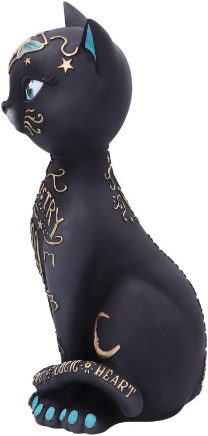 Nemesis Now Fortune Kitty Figurine 27cm, Resin, Black, Palmistry Cat Figurine, Fortune-Teller Black Kitty, Spiritual Gift, Cast in the Finest Resin, Expertly Hand-Painted
