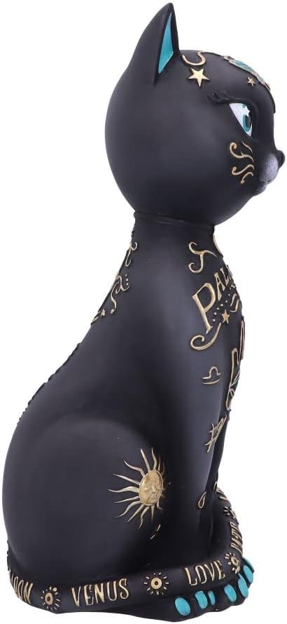 Nemesis Now Fortune Kitty Figurine 27cm, Resin, Black, Palmistry Cat Figurine, Fortune-Teller Black Kitty, Spiritual Gift, Cast in the Finest Resin, Expertly Hand-Painted