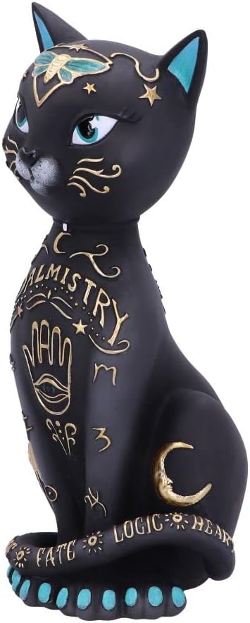 Nemesis Now Fortune Kitty Figurine 27cm, Resin, Black, Palmistry Cat Figurine, Fortune-Teller Black Kitty, Spiritual Gift, Cast in the Finest Resin, Expertly Hand-Painted