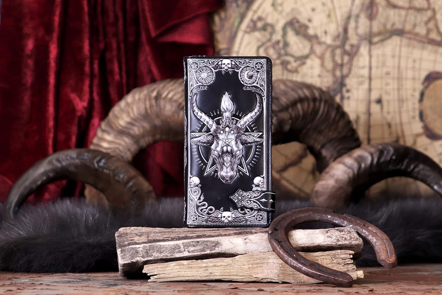 Nemesis Now Baphomet Embossed Purse, Black, 18.5cm