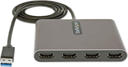 StarTech.com USB 3.0 to 4x HDMI Adapter - External Video & Graphics Card - USB Type-A to Quad HDMI Display Adapter Dongle - 1080p 60Hz - Multi Monitor USB A to HDMI Converter - Windows Only (USB32HD4