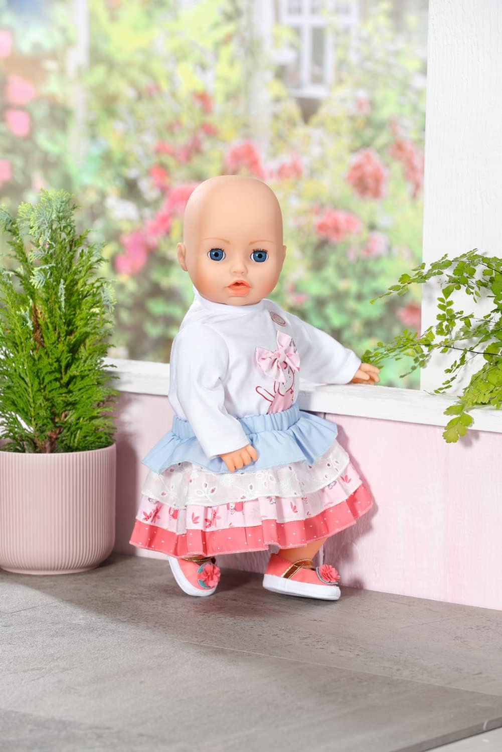 Baby Annabell Outfit Skirt - to Fit 43cm Baby Annabell Dolls - Set Includes Pretty Top with Tiered Skirt and Clothes Hanger - Suitable for Children Aged 3+ Years - 706756
