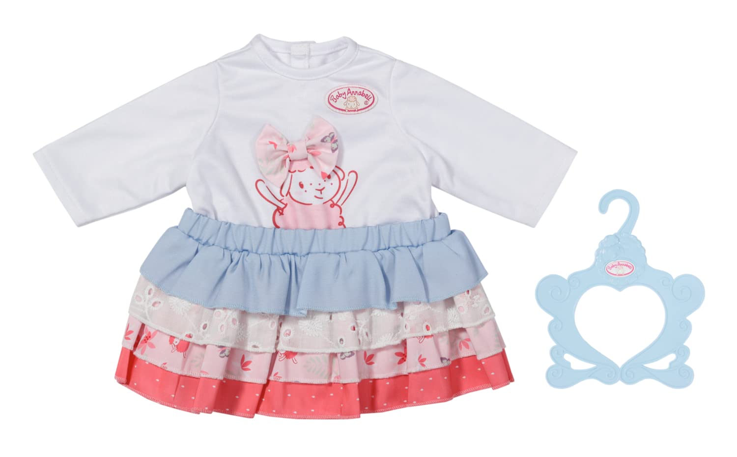 Baby Annabell Outfit Skirt - to Fit 43cm Baby Annabell Dolls - Set Includes Pretty Top with Tiered Skirt and Clothes Hanger - Suitable for Children Aged 3+ Years - 706756