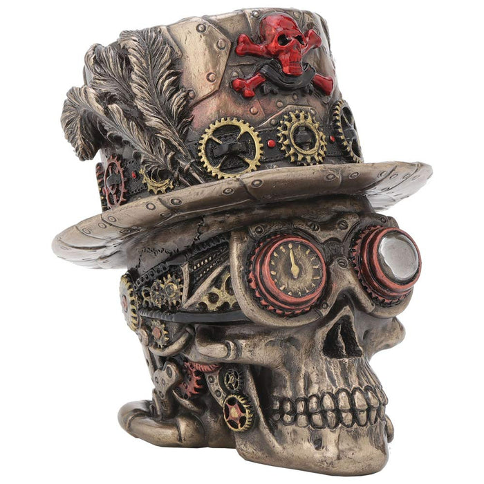 Nemesis Now Steampunk Clockwork Baron Skull - Figura Decorativa (Bronce, 11 cm